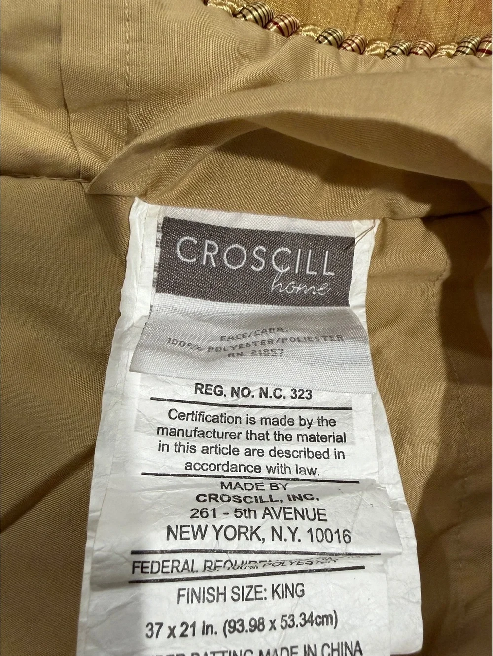Croscill Home King Size Shames Pillow Covers in Gold Floral Pattern